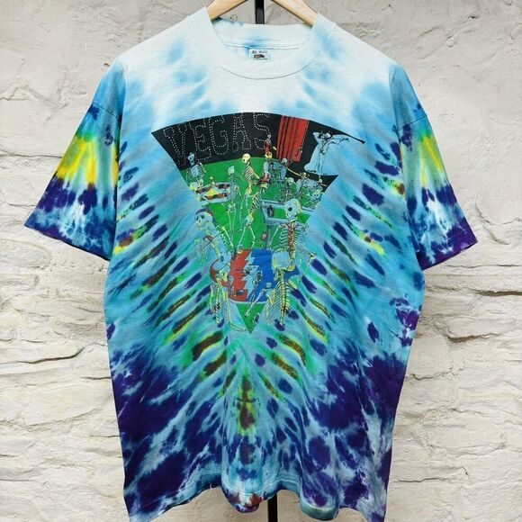 New Unworn Vtg Grateful Dead Las Vegas Band T Shirt Ripple Junction 90s Tie Dye - Picture 1 of 8